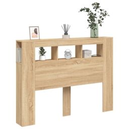 Berkfield Home LED Headboard Sonoma Oak 140x18.5x103.5 cm Engineered Wood in Brown - thumbnail 4