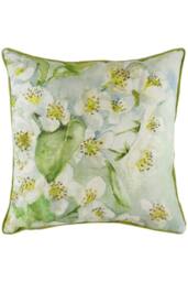 Evans Lichfield Blossoms Pear Hand-Painted Watercolour Printed Cushion in Green - Size: 43 cm x 43 cm - thumbnail 1
