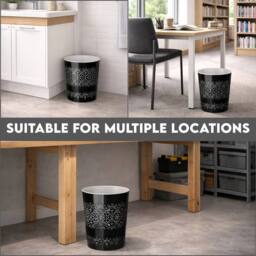 PAWNORA Black 9L Round Waste Bin Rubbish Paper Office Kitchen Home - Size: 100 cm - thumbnail 5