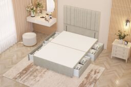 "Somnior Alexas Divan Divan Bed 4 Drawers with 54"" Floor Headboard Tweed Fabric in Natural - Size: Double" - thumbnail 3