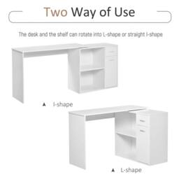 Wyld Haus Conono 173cm White Wood Grain Adjustable L Shaped Desk Drawer - thumbnail 6