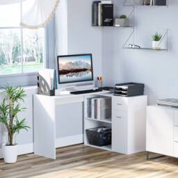 Wyld Haus Conono 173cm White Wood Grain Adjustable L Shaped Desk Drawer - thumbnail 3