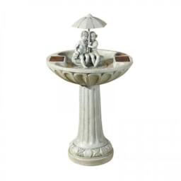 Primrose Umbrella Solar Water Feature & Bird Bath 82cm in Light Grey - thumbnail 2