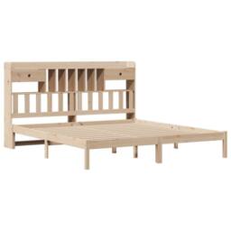Berkfield Home Bookcase Bed without Mattress 180x200 cm Super King Solid Wood Pine in Natural - thumbnail 3
