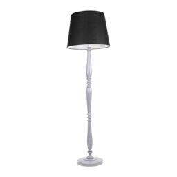 ValueLights Victoria Grey Wood Traditional Stem Floor Lamp with Fabric Tapered Shade in Black - thumbnail 2