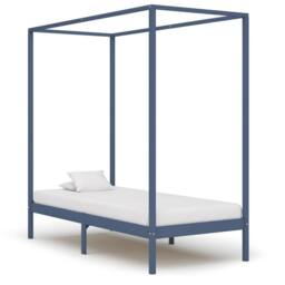 Berkfield Home Canopy Bed Frame Grey Solid Pine Wood 100x200 cm in Dark Blue - thumbnail 2