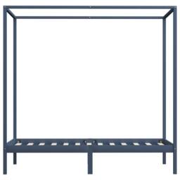 Berkfield Home Canopy Bed Frame Grey Solid Pine Wood 100x200 cm in Dark Blue - thumbnail 4