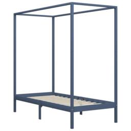 Berkfield Home Canopy Bed Frame Grey Solid Pine Wood 100x200 cm in Dark Blue