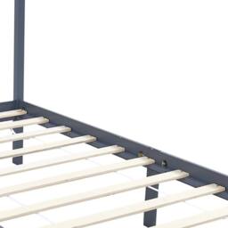 Berkfield Home Canopy Bed Frame Grey Solid Pine Wood 100x200 cm in Dark Blue - thumbnail 5