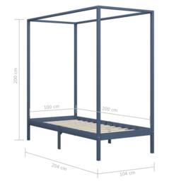 Berkfield Home Canopy Bed Frame Grey Solid Pine Wood 100x200 cm in Dark Blue - thumbnail 7