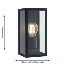 EONLION 2 Modern Black Outdoor Garden Porch Wall Lights IP44 Lantern - thumbnail 2