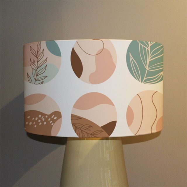 Benjamin Tate Design round texture & floral icons in pastel colours ceiling lamp shade in Natural