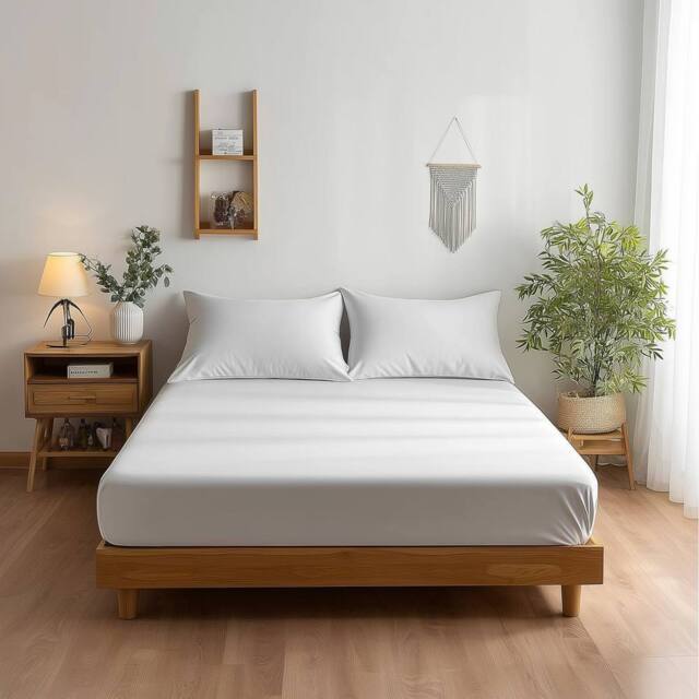 Snug City Luxury 400TC Sateen Hotel Quality Fitted Sheet 40cm Extra Deep Skirt in White - Size: Single - image 1