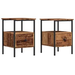 Berkfield Home Durable Bedside Cabinets 2 pcs Old Wood 34x36x50 cm Engineered Wood in Brown - Size: 34 x 36 x 50 cm - thumbnail 3