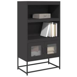 Berkfield Home Highboard Black 68x39x123 cm Steel - Size: 68 x 39 x 123 cm - thumbnail 2