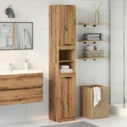 Berkfield Home Bathroom Cabinet Artisan Oak 32x34x188.5 cm Engineered Wood in Brown - thumbnail 3