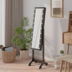 Berkfield Home Free-Standing Mirror with LED Black 34x37x146 cm - Size: 34 x 37 x 146 cm - thumbnail 2