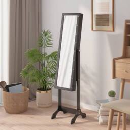 Berkfield Home Free-Standing Mirror with LED Black 34x37x146 cm - Size: 34 x 37 x 146 cm - thumbnail 4