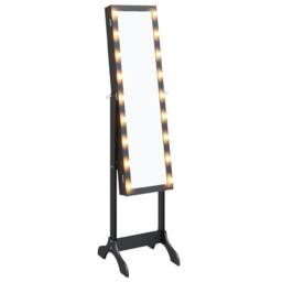 Berkfield Home Free-Standing Mirror with LED Black 34x37x146 cm - Size: 34 x 37 x 146 cm - thumbnail 1