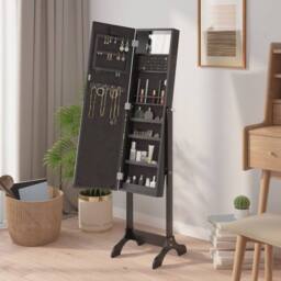 Berkfield Home Free-Standing Mirror with LED Black 34x37x146 cm - Size: 34 x 37 x 146 cm - thumbnail 5