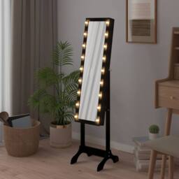 Berkfield Home Free-Standing Mirror with LED Black 34x37x146 cm - Size: 34 x 37 x 146 cm - thumbnail 3