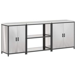 Berkfield Home with Shelf Other with Storage with Door 3 pcs Stainless steel in Silver - thumbnail 2