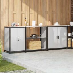 Berkfield Home with Shelf Other with Storage with Door 3 pcs Stainless steel in Silver - thumbnail 4