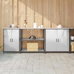 Berkfield Home with Shelf Other with Storage with Door 3 pcs Stainless steel in Silver - thumbnail 1