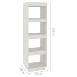 Berkfield Home Book Cabinet/Room Divider White 40x35x135 cm Solid Pinewood - Size: 40 x 35 x 135 cm - thumbnail 8
