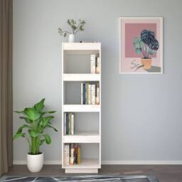 Berkfield Home Book Cabinet/Room Divider White 40x35x135 cm Solid Pinewood - Size: 40 x 35 x 135 cm - thumbnail 3