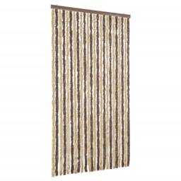 Berkfield Home Fly Curtain Dark Brown & Beige 100x200 cm Chenille - thumbnail 1