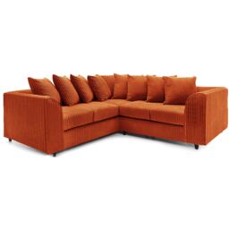 Furnishings For Less UK Ferguson 5 Seater Fabric Corner Sofa L Shaped Jumbo Cord - Scatter Back in Orange