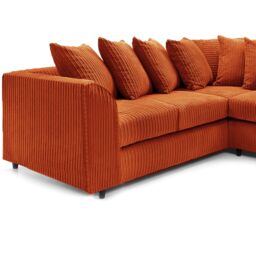 Furnishings For Less UK Ferguson 5 Seater Fabric Corner Sofa L Shaped Jumbo Cord - Scatter Back in Orange - thumbnail 2