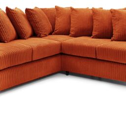 Furnishings For Less UK Ferguson 5 Seater Fabric Corner Sofa L Shaped Jumbo Cord - Scatter Back in Orange - thumbnail 3