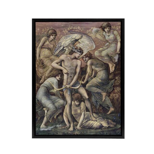 "Artery8 Cupid's Hunting Fields Framed Canvas Wall Art Print Edward Burne Jones in Brown - Size: W12"" x H16""" - image 1