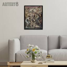 "Artery8 Cupid's Hunting Fields Framed Canvas Wall Art Print Edward Burne Jones in Brown - Size: W12"" x H16""" - thumbnail 3
