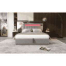 Matteo Upholstered Bed, Hydraulic Bed, Adults Teenagers 4ft6 Double Bed in Grey - thumbnail 9