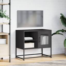 Berkfield Home TV Cabinet Black 68x39x60.5 cm Steel - thumbnail 4