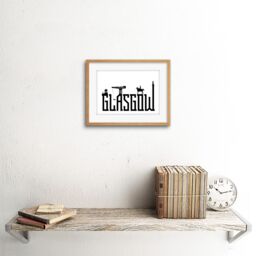 "Artery8 Wall Art Print Glasgow City Scotland Landmarks Typography Silhouettes Framed Art in Beige - Size: W7"" x H9""" - thumbnail 2