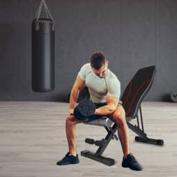 EONLION Adjustable Sit Up Weight Bench Foldable in Black - Size: 0-3 m