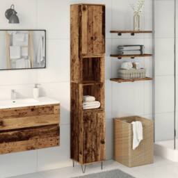 Berkfield Home Bathroom Cabinet Old Wood 30x30x190 cm Engineered Wood in Brown - Size: 30 x 30 x 190 cm - thumbnail 3