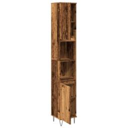 Berkfield Home Bathroom Cabinet Old Wood 30x30x190 cm Engineered Wood in Brown - Size: 30 x 30 x 190 cm - thumbnail 7