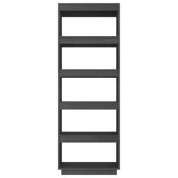 Berkfield Home Beautiful Book Cabinet/Room Divider Grey 60x35x167 cm Solid Pinewood - Size: 60 x 35 x 167 cm - thumbnail 5