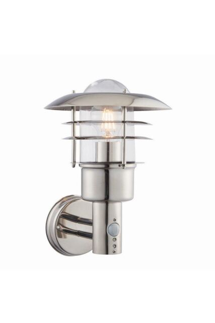 Netlighting Dexter 1 Light Outdoor Wall Polished Stainless Steel Glass IP44 E27 in Grey