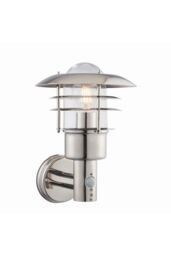 Netlighting Dexter 1 Light Outdoor Wall Polished Stainless Steel Glass IP44 E27 in Grey