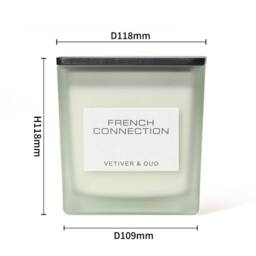 French Connection Vetiver & Oud Luxury Square Candle 800g - 4 Wick Scented Candle in Green - thumbnail 2