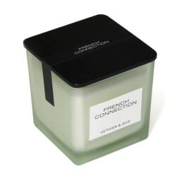 French Connection Vetiver & Oud Luxury Square Candle 800g - 4 Wick Scented Candle in Green - thumbnail 4