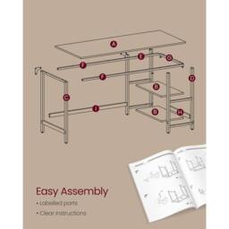 VASAGLE Wide Industrial Computer Desk Office Table Study Bedroom in Black - thumbnail 5