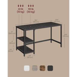 VASAGLE Wide Industrial Computer Desk Office Table Study Bedroom in Black - thumbnail 2