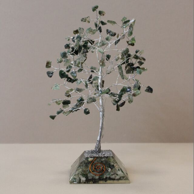 KDMD Gemstone Tree with Organite Base - 160 Stone - Moss Agate in Green - image 1